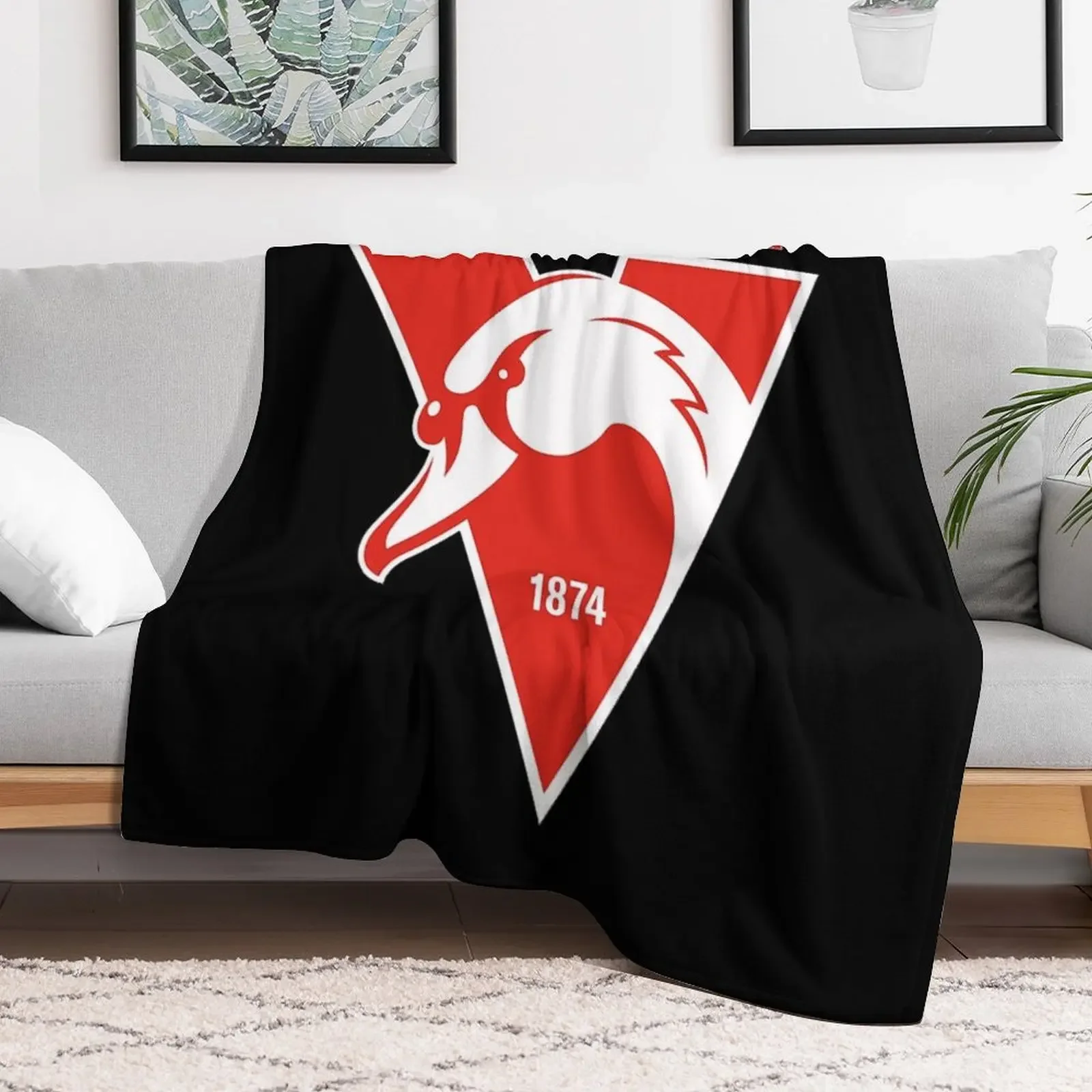Sydney the Bloods Swans Haughty Swannies-Logo Throw Blanket Faux Fur Soft Warm Blanket for Bed
