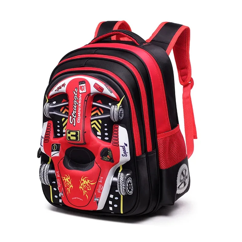 Waterproof Lightweight 3D Car Backpack Kindergarten Kid Preschool Backpack Young Children Boy Girl SchoolBag Primary Red Blue