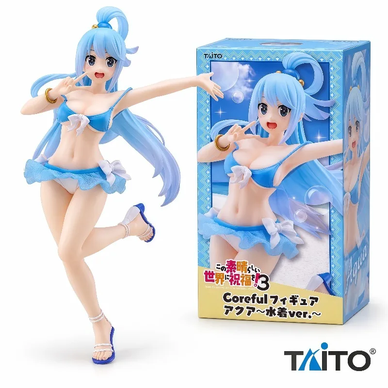 100% Original Authentic Taito Coreful Aqua Swimsuit Ver Figure KonoSuba 3 Anime PVC Collectible Statue for Display Gift In Stock