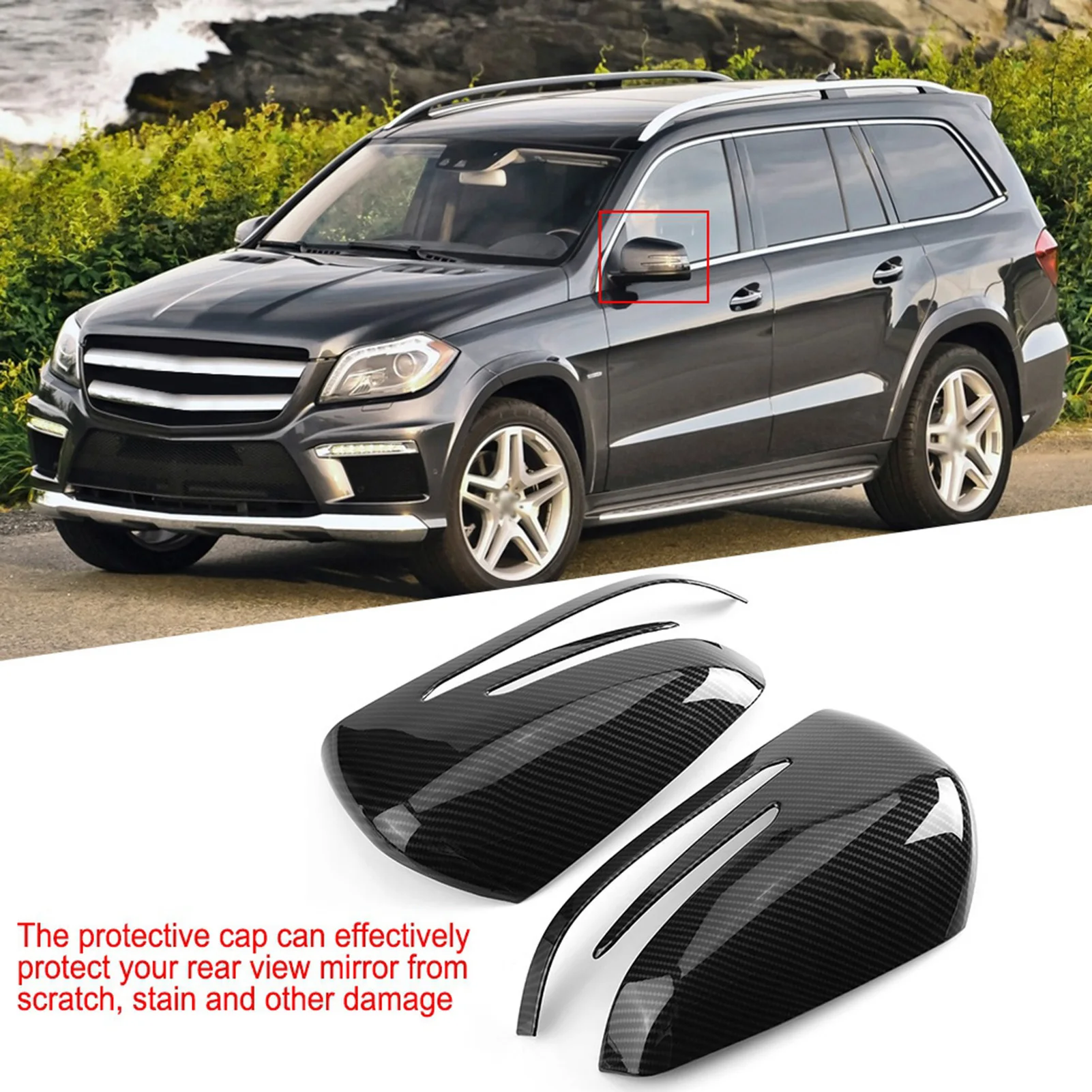 Side Rearview Mirror Cap Cover Trim For Benz A B C E GLA Class W204 W212