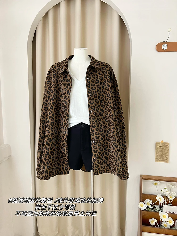 Women Leopard Jacket Coat Long Sleeve Outwear Harajuku Jackets for Women Korean Style Vintage Fashion Clothes Winter Autumn 2024