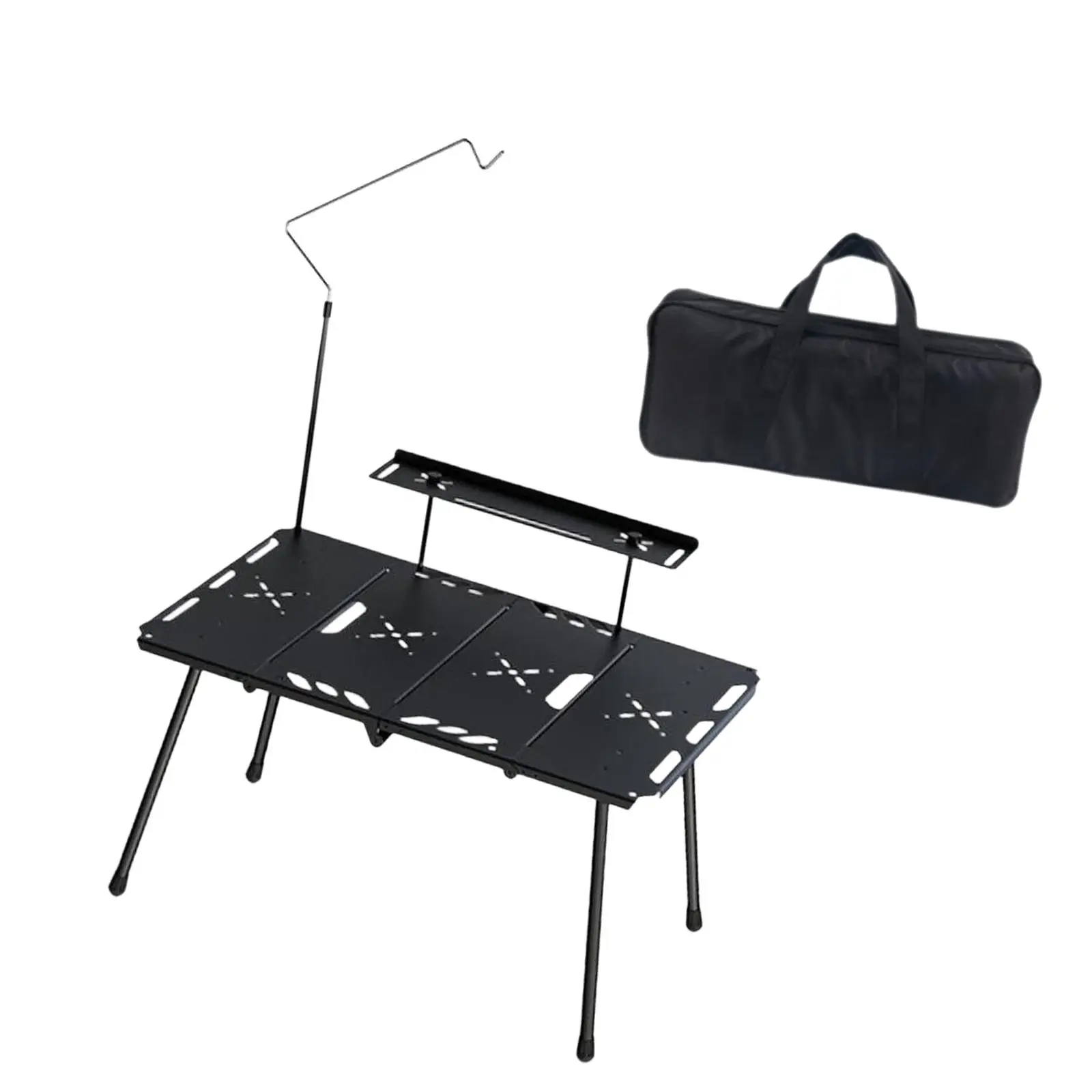 Tavolo da campeggio Mobili da campeggio Tavolo da campeggio portatile Supporto per lanterna in lega di alluminio Tavolo da esterno per escursionismo, barbecue, giardino, viaggio