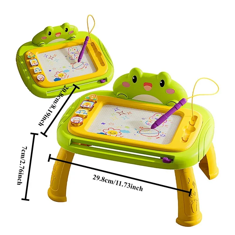 Cute frog-shaped children's magnetic drawing board and table, 0-3 years old early education toys | Colorful graffiti painting