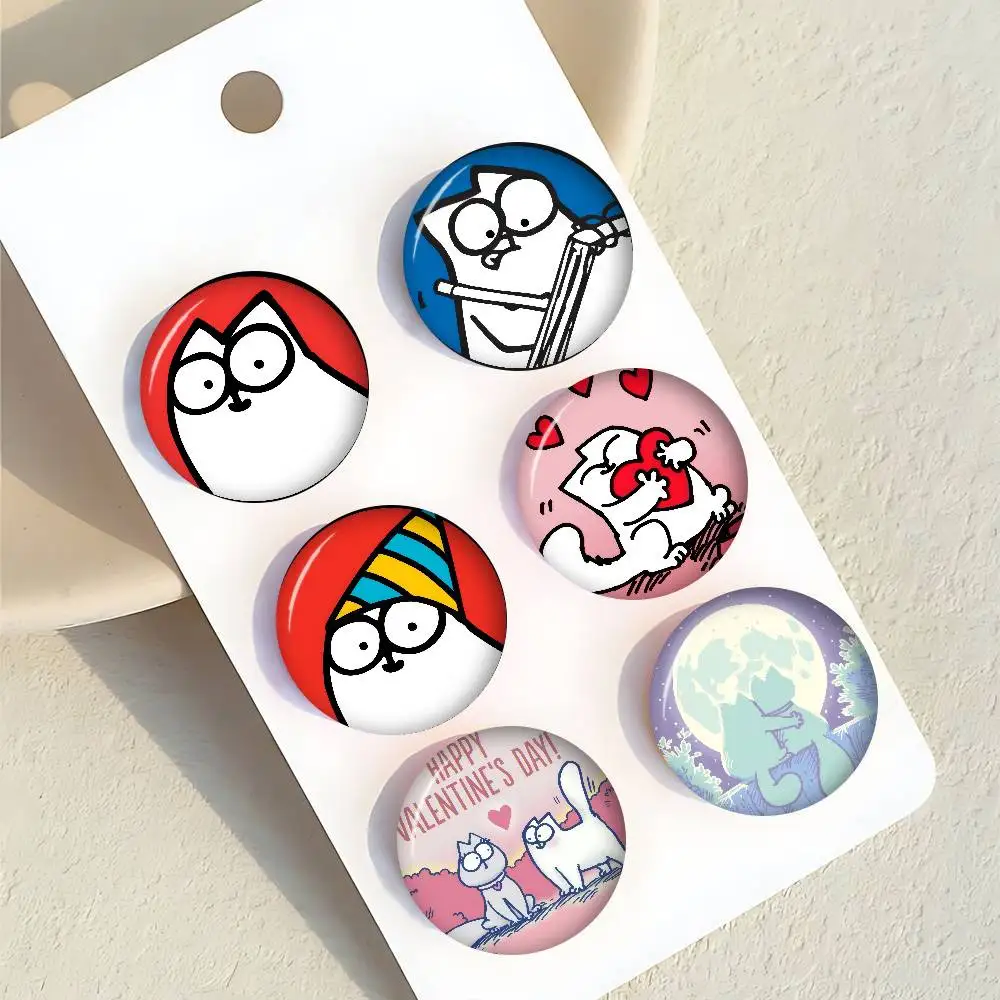 Kawaii S-Simons Cat 32/44/58MM Anpassbare Anstecknadeln Niedliche Lustige Kreative Abzeichen Schmuck Deko Geschenke für Freunde