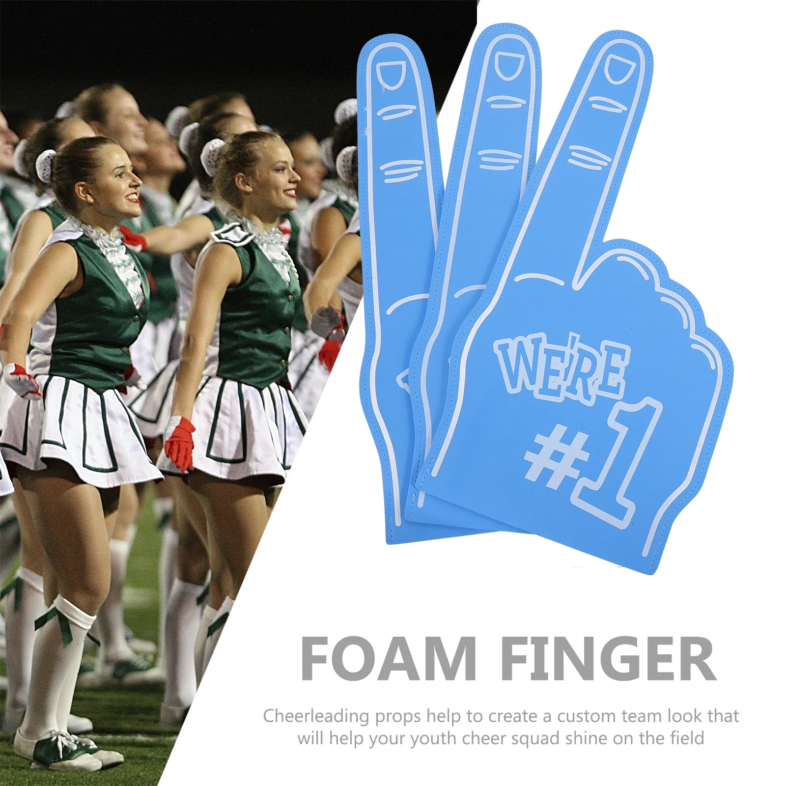 

3Pcs Foam Finger Cheerleading Foam Hand Soft Reusable Noise Maker for Sports Events Party Props Football Basketball Baseball