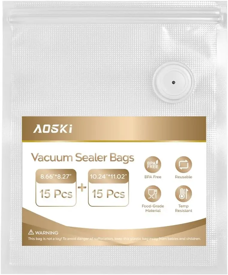 

Reusable Vacuum Sealer Bags for Food: 30Pcs BPA-Free Reusable Vacuum Seal Bags with Air Valve & 2 Seal Clips, Plastic Clear F