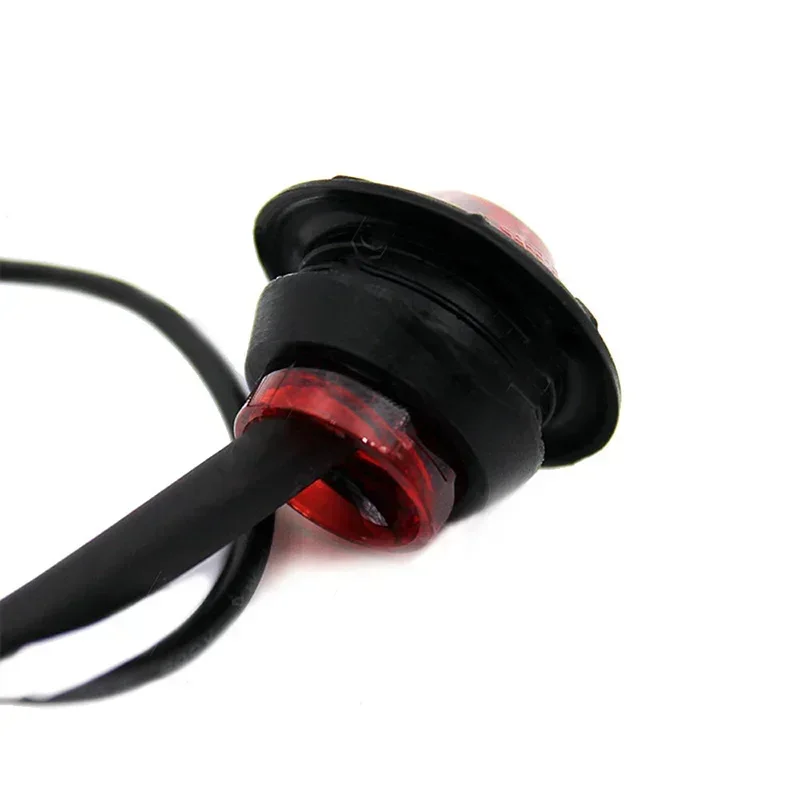 12V Car Truck Trailer Mini Red Round LED Button Side Marker Lights Lamps  27x 22mm Metal Accessories For Vehicles