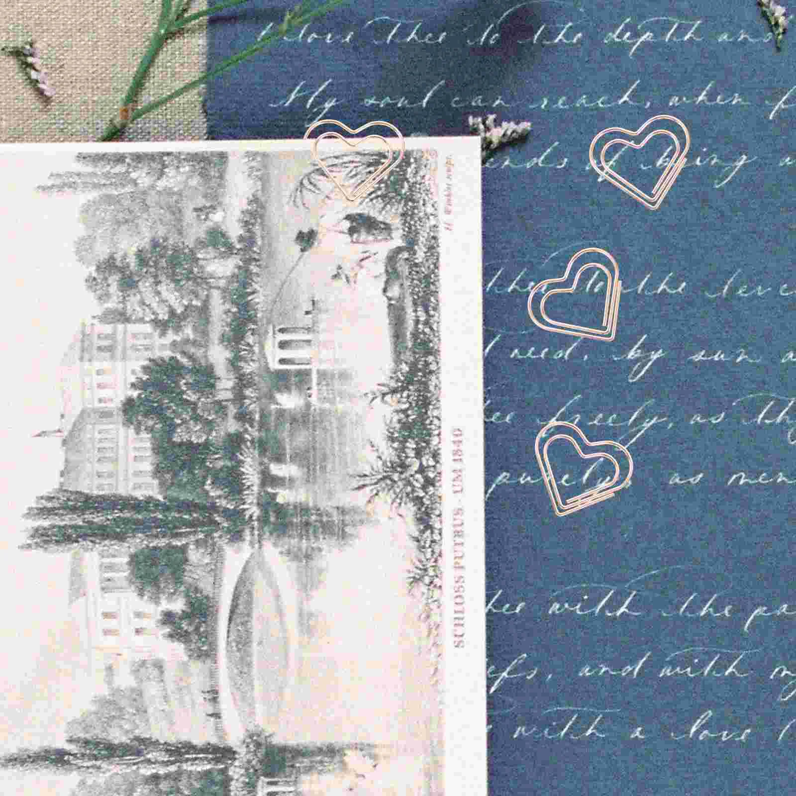 100 Pcs Cute Paper Clips Heart Office Stationery Metal Swing Needle (rose Gold) 100pcs Creative Shaped