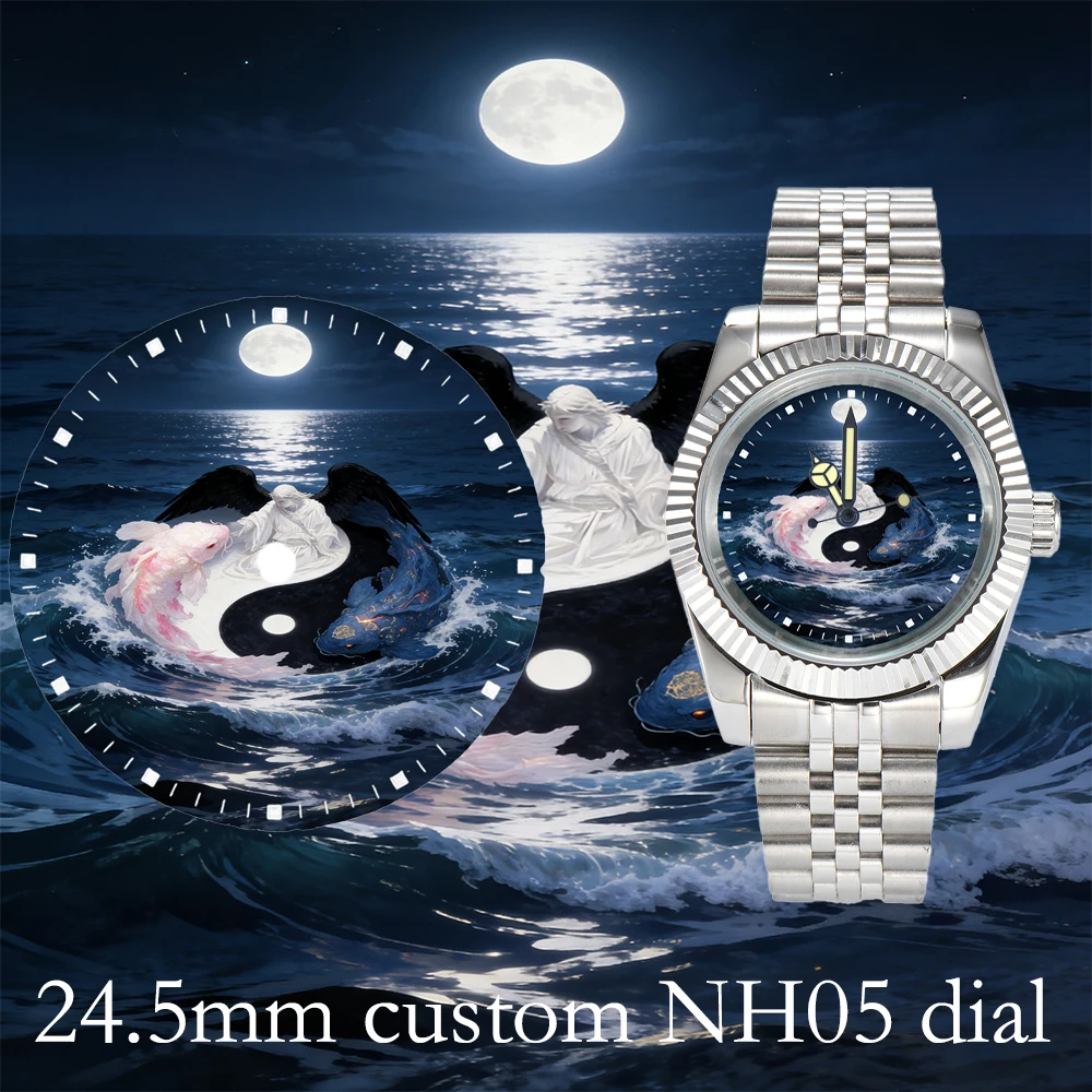 custom NH05 dial 24.5mm Women's Watch Dial with Creative Patterns Dial Fit NH05 Movement for Lady Watch
