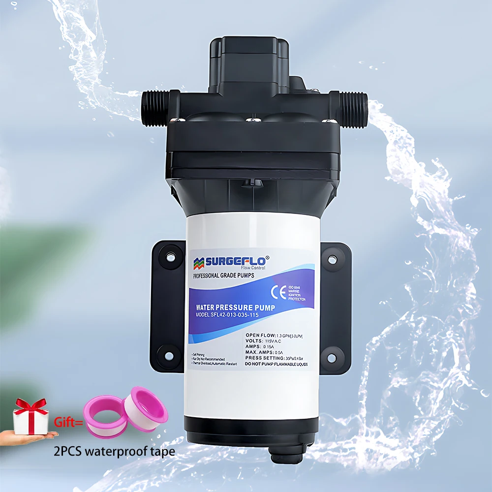 

Mute Efficient AC115V/220V Self-Priming Diaphragm Water Pump 5.0-20.8L/min 25-40m Head for RV, Marine, Home, Industrial Use