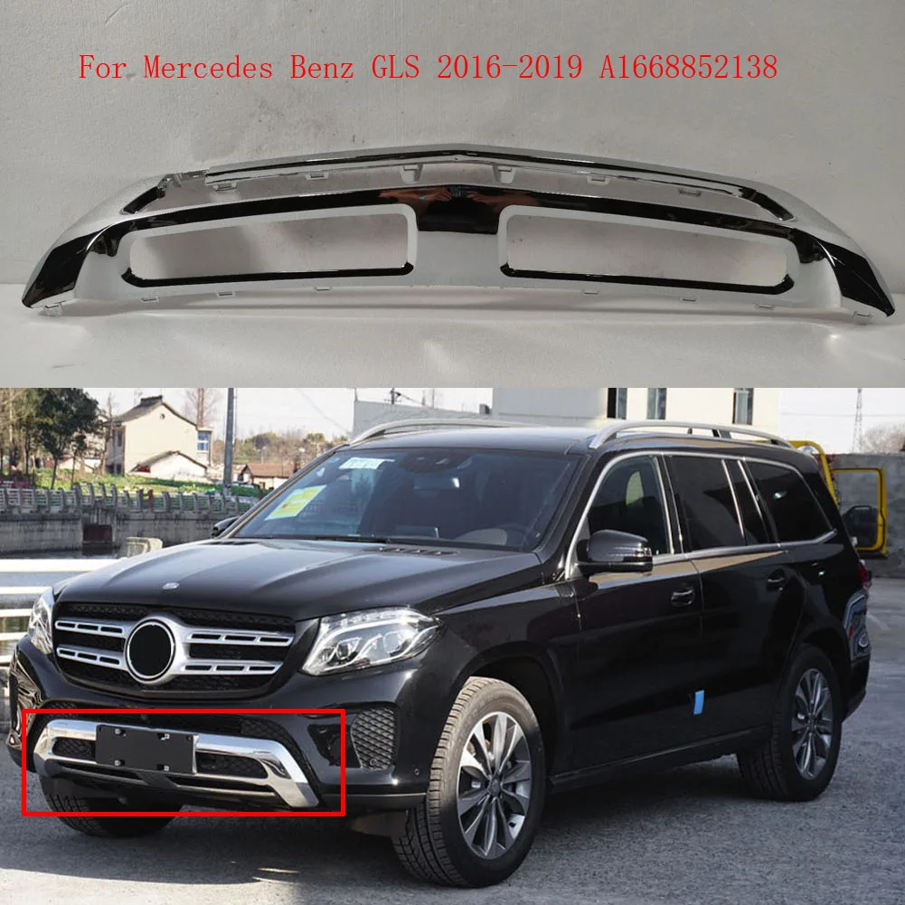 Front Bumper Lip Spoiler Diffuser Chrome Trim Chromium A1668852138 For Mercedes Benz GLS X166 W166 GLS320 GLS350d GLS400 2016-19