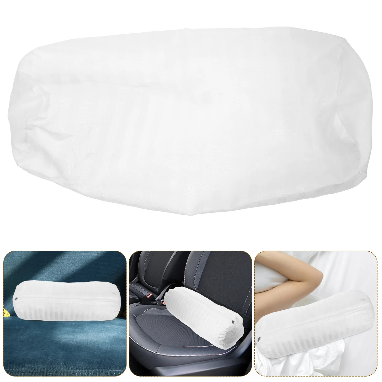 

Cylindrical Pillow Cover 18.6 Inch Removable Neck Roll Case For Bolster Couch Decor White Minimalist Liner Home Textile