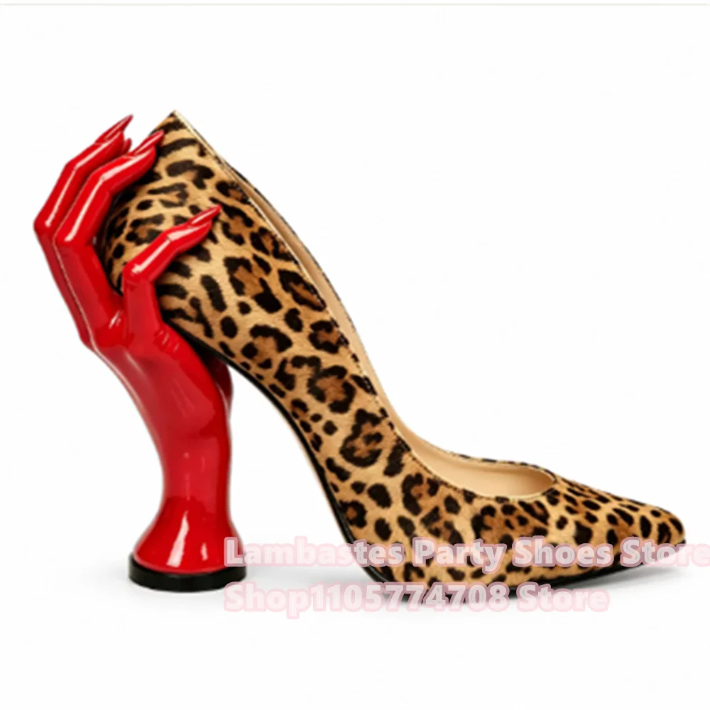 Finger Heel Pointed Patent Leather High-Heeled Shoes Sexy Stiletto Heel Solid Color Strange Heel Elegant Party Dress Shoes