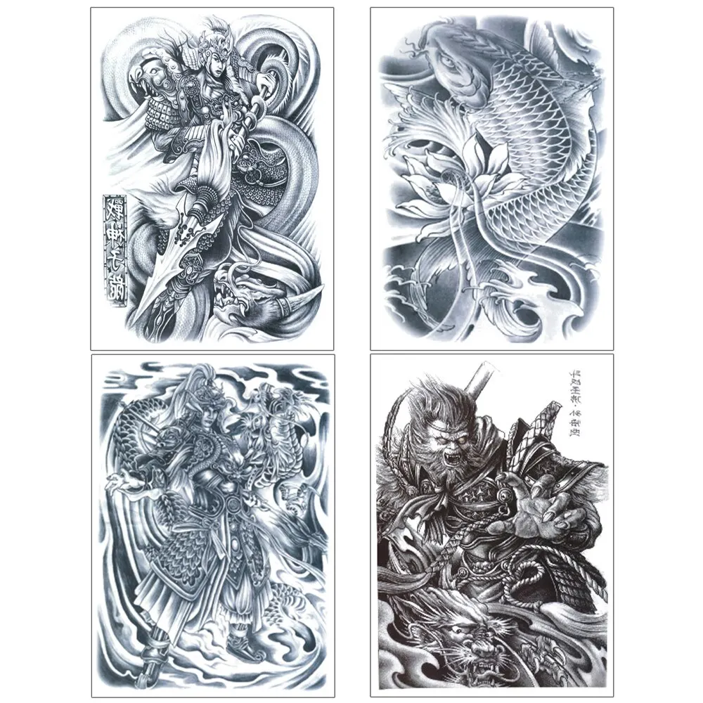 Full Back Large Tattoo Sticker Waterproof Temporary Tattoos Carp Lotus Dragon Buddha Fake Tatoo Body Art Painting For Men Women