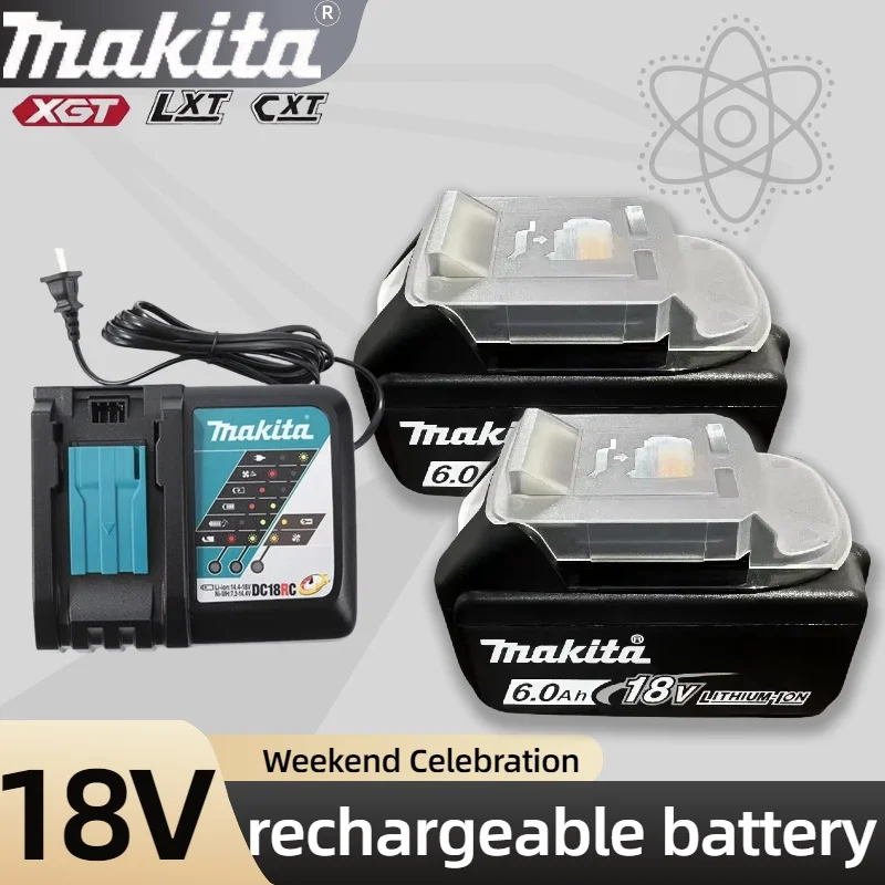 100% Original Makita 18V 6.0Ah Rechargeable Battery，Replaceable LED Lithium-ion for 18V Power tool DDF487 DGA404 DTW700 DTD173