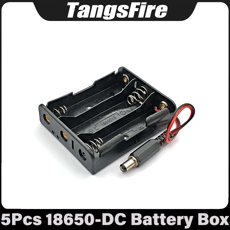 5 Pcs 3 Slot 18650-DC Battery Holder Black Plastic 3.7V Power Bank Cases 18650 Battery Box Comes With DC Connector ​​ ​​