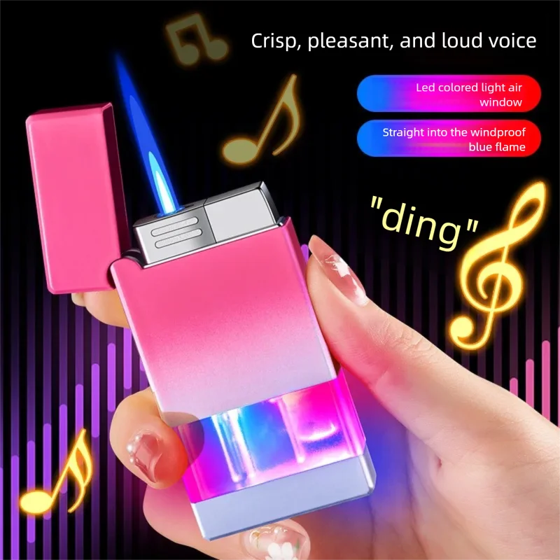 Discounted Gradient Color Perspective Window Metal Inflatable Classic Langsheng Color Light Lighter