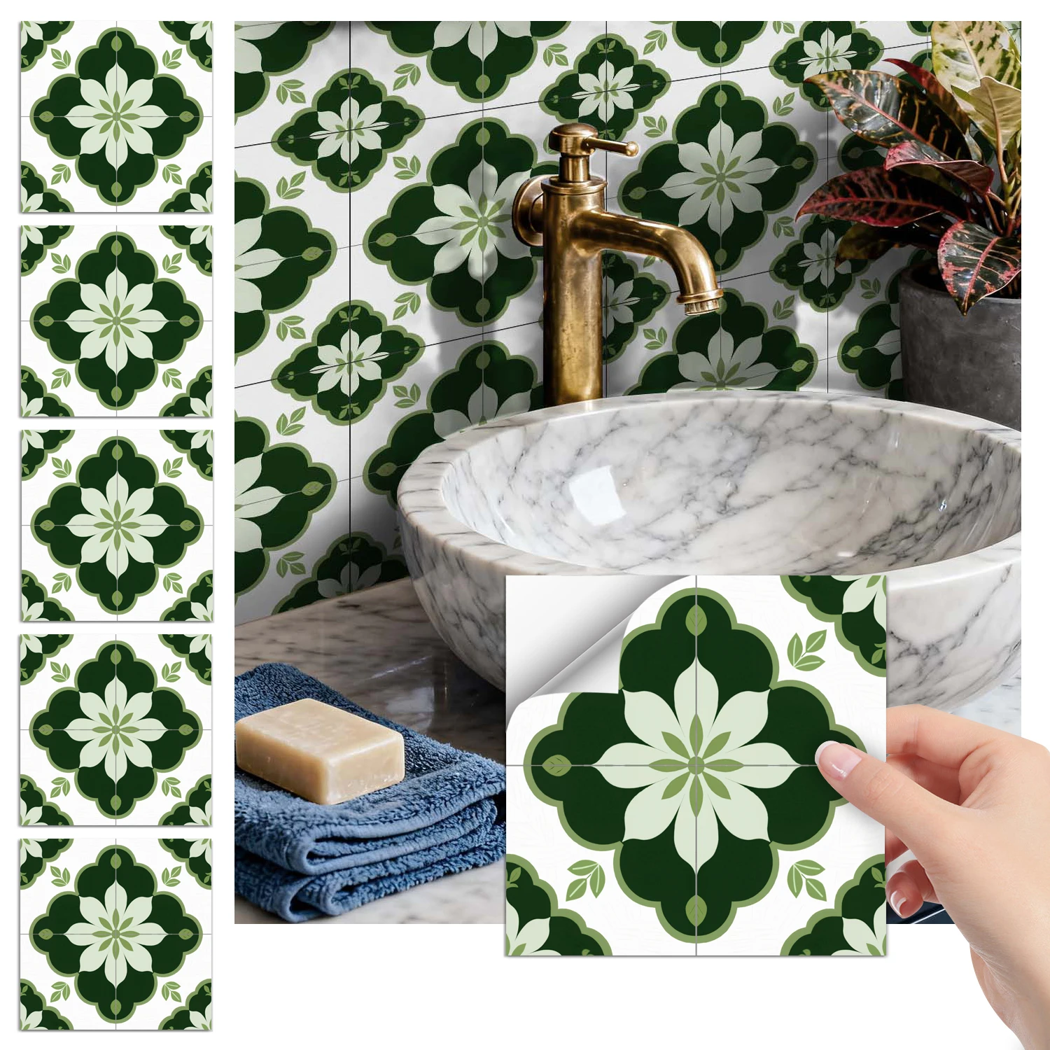36 feuilles de papier peint autocollant floral vintage imperméable à l'eau et à l'huile, cuisine salle de bain Home Decor