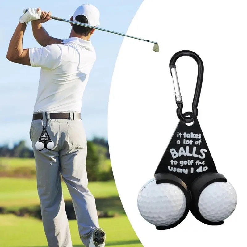 

Golf Ball Holder Carabiner/Buckle Ring Options Metal Plastic Parody Tee Rack Gag Gift for Golfers Bag Accessories Novelty Design