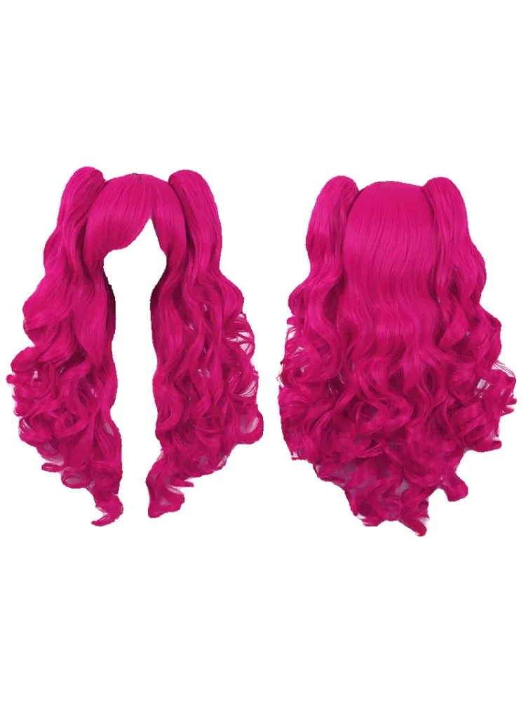 My Little Cos Anime Pinkie Pie Cos PP Pinkamena Diane Pie Cosplay perruque avec queues de cheval Rose rouge perruques perruques synthétiques résistantes à la chaleur