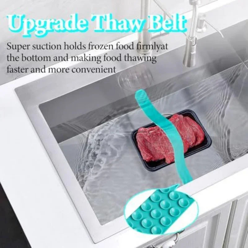 3PCS Thaw Belt, Silicone Sink Thawing Fixator Belt, Longer Faster Defrosting Belt For Frozen Meat And Vegetable