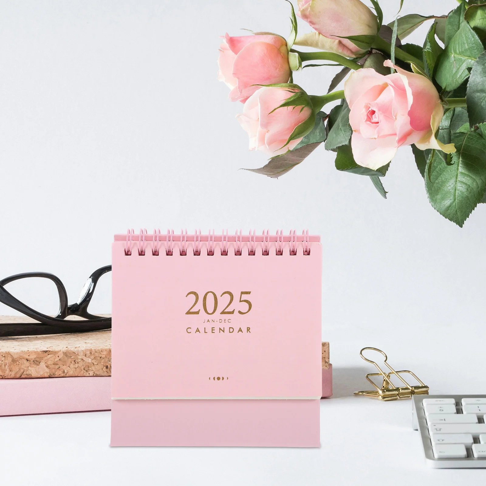 2025 Desk Calendar Flip Mini Cute Desktop Pink Wall Office Planner Countertop Planners Vertical 2024 Schedule Blocks