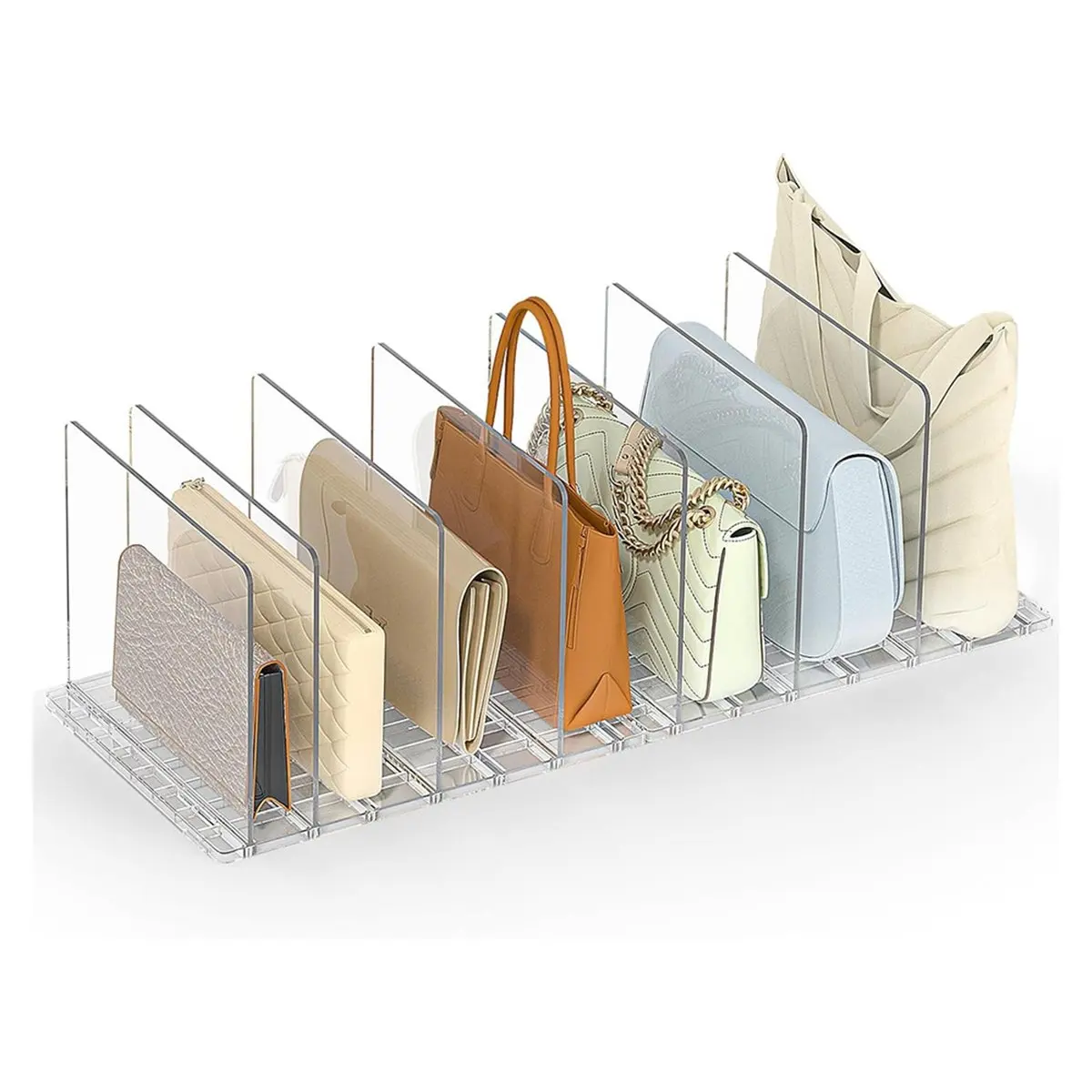 2026 NEW 2Pack Bag & Purse Organizer for Closet,Adjustable Clear Handbag Shelf Clutch Dividers for Closet Organizer and Storage