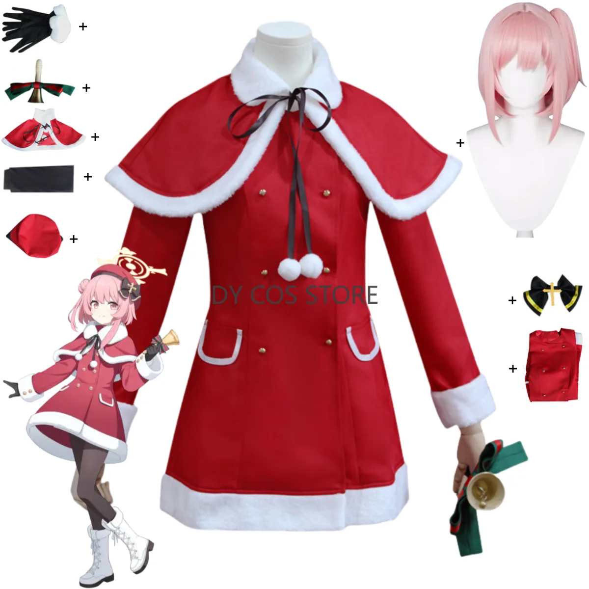 jeu-bleu-archives-sumi-serina-cosplay-costume-noel-rouge-robe-chale-perruque-adulte-femme-sexy-kawaii-halloween-carnaval-costume