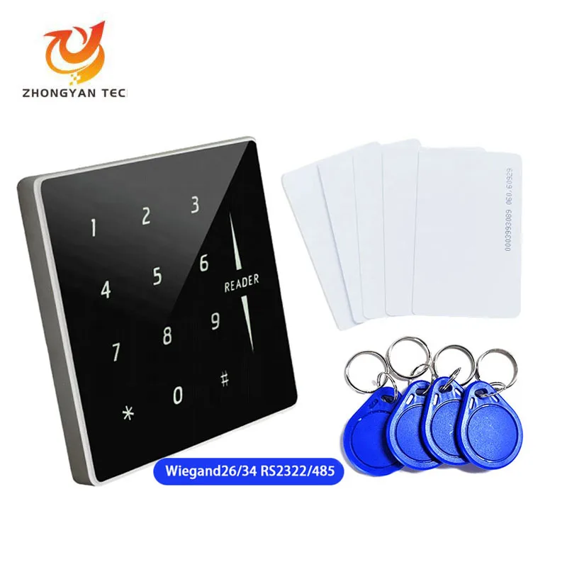 Metal Keypad Wiegand26  RS232 RS485 UART Touch Keyboard NFC 13.56Mhz IC RFID Smart Access Contactless Card Reader