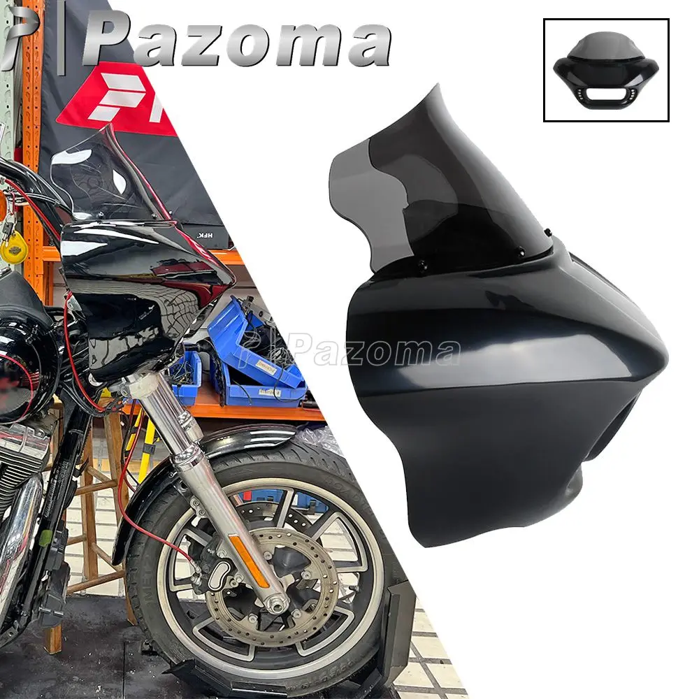 Front Headlamp Fairing Windshield 9inch Windscreen Motorcycle Head Light Cowl Mask For Harley Dyna Low Rider S FXDLS Street Bob