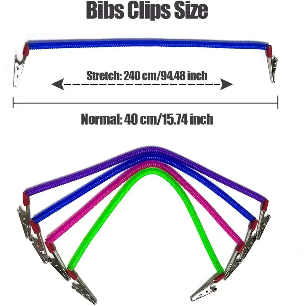 Dental Bib Clips Flexible Chain Spring Rope Napkin Holder, Scarf Clips & Elastic Coil Dentistry Material for Dentist Tools