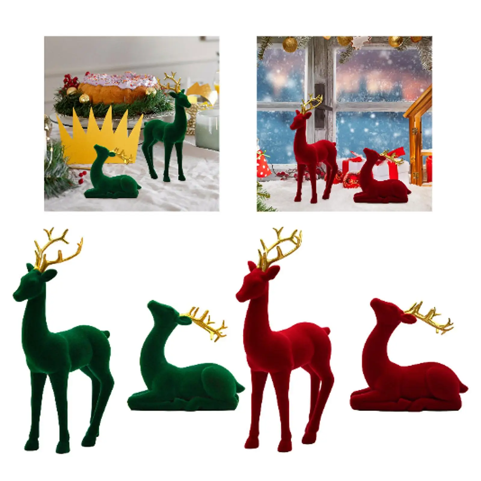 Sitting and Standing Reindeer Figurines, Deer Statues, Modern Creative Table