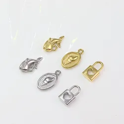 스테인리스 스틸 활 플라워 쥬얼리 참 펜던트, DIY 수공예 진공 플레이트, 방수 항알레르기, 5 개