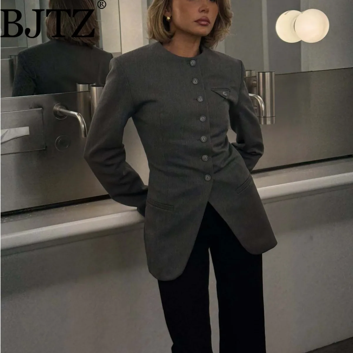 BJTZ 2026 เสื้อแจ็คเก็ตเบลเซอร์ทรงสลิมสำหรับผู้หญิงฤดูใบไม้ผลิฤดูใบไม้ร่วง - แฟชั่นหรูหราสำหรับออฟฟิศ ดีไซน์สมาร์ทแคชชวล เสื้อคลุมสำหรับเดินทาง