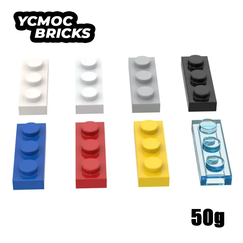 50g moc blocos de construção compatíveis monta partículas 3623 placa 1x3 para peças tijolos diy história presente educacional brinquedos técnicos