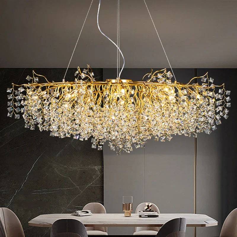 Luxury K9 Crystal Pendant Lights Modern Home Decoration Bedroom Dining Living Room Ceiling Chandelier Ring Led Lighting Fixtures