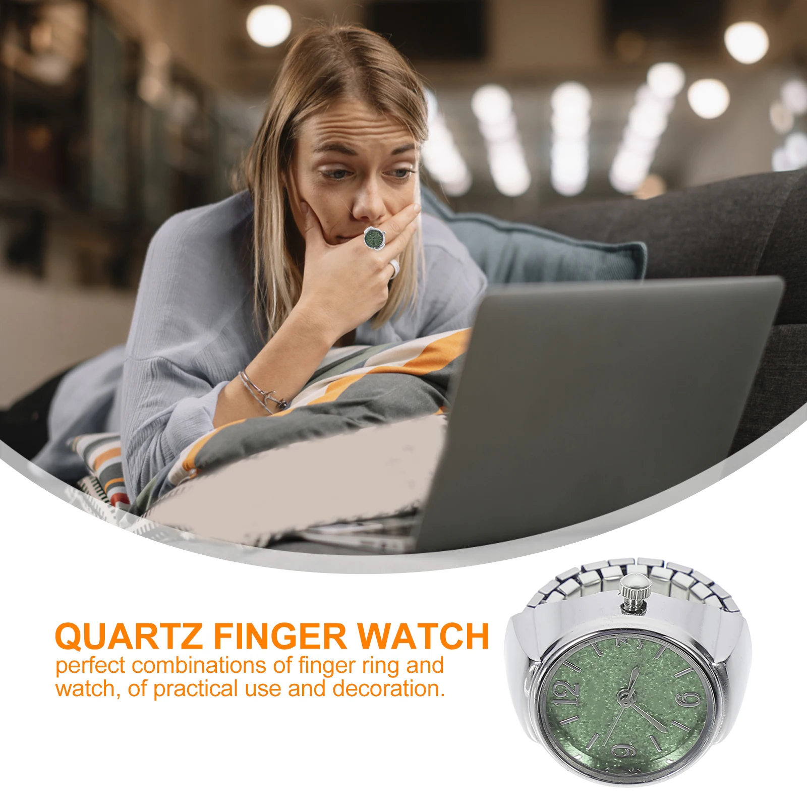 

Digital Ring Watch Quartz Finger Timepiece for Men Women Silver Round Dial Casual Fashion Accessory Birthday Gift Zinc Alloy