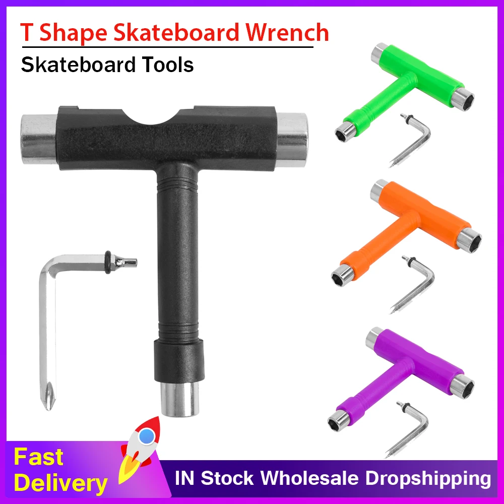 Professional Skateboard Tools T Type Allen Key Black T Shape Wrench Skateboard Longboard Board Roller Skate Wrench Tools