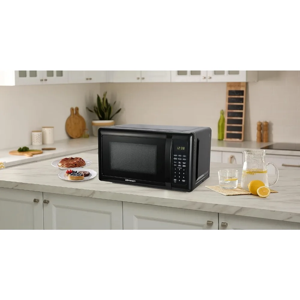 Compact Countertop Microwave Oven with Touch Control, LED Display, 700W, 10 Power Levels, 6 Auto Menus, Glass Turntable