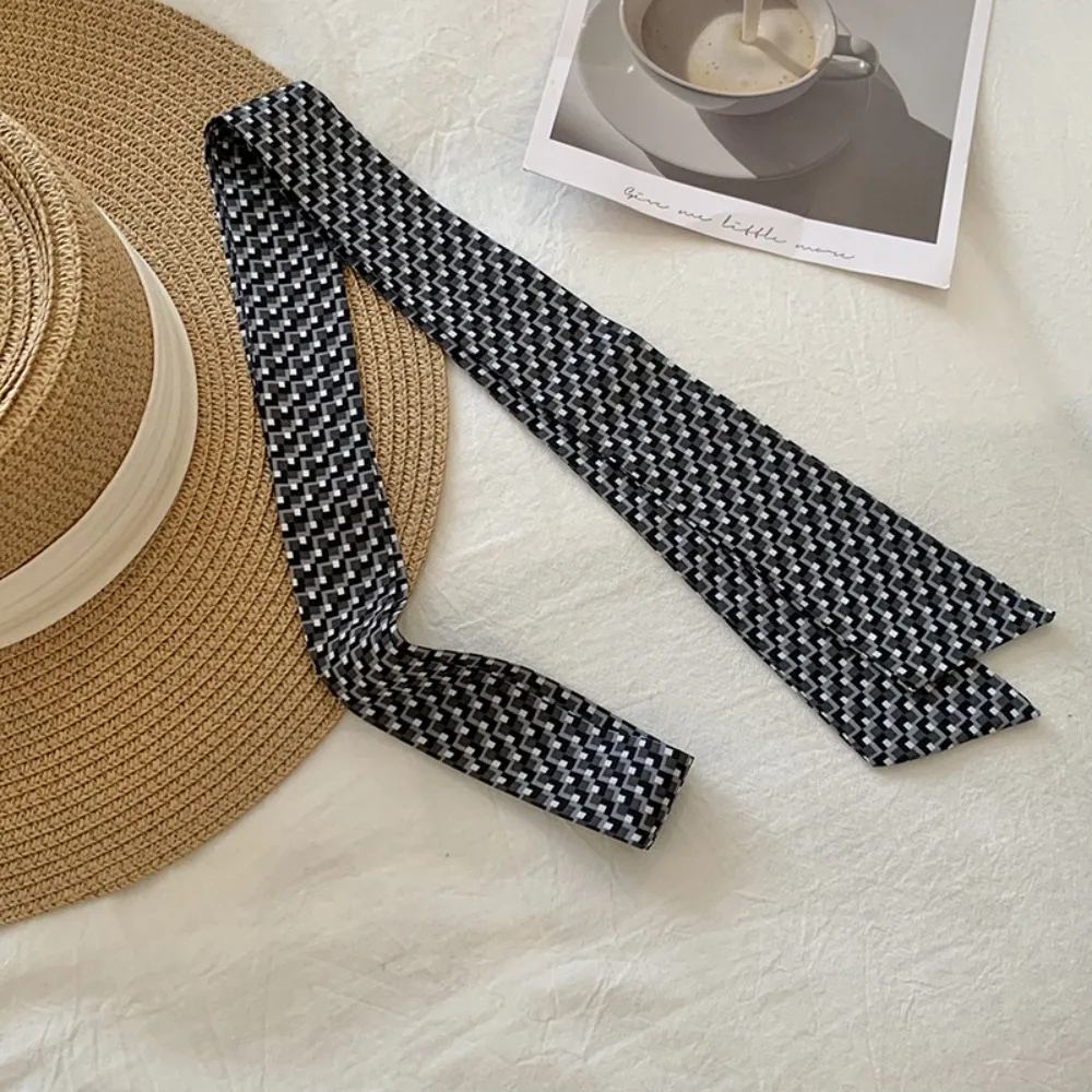 

Модный корейский длинный шелковый шарф, летняя тонкая узкая лента для волос, универсальный длинный пояс-лента в стиле Y2K для женщин