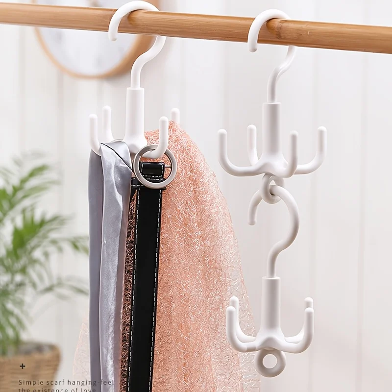 360° Rotating 4-Claw Hanger Hooks, Multifunctional Wardrobe Organizer,Space-Saving Hanging Holder for Scarves, Belts, Bags, Hats