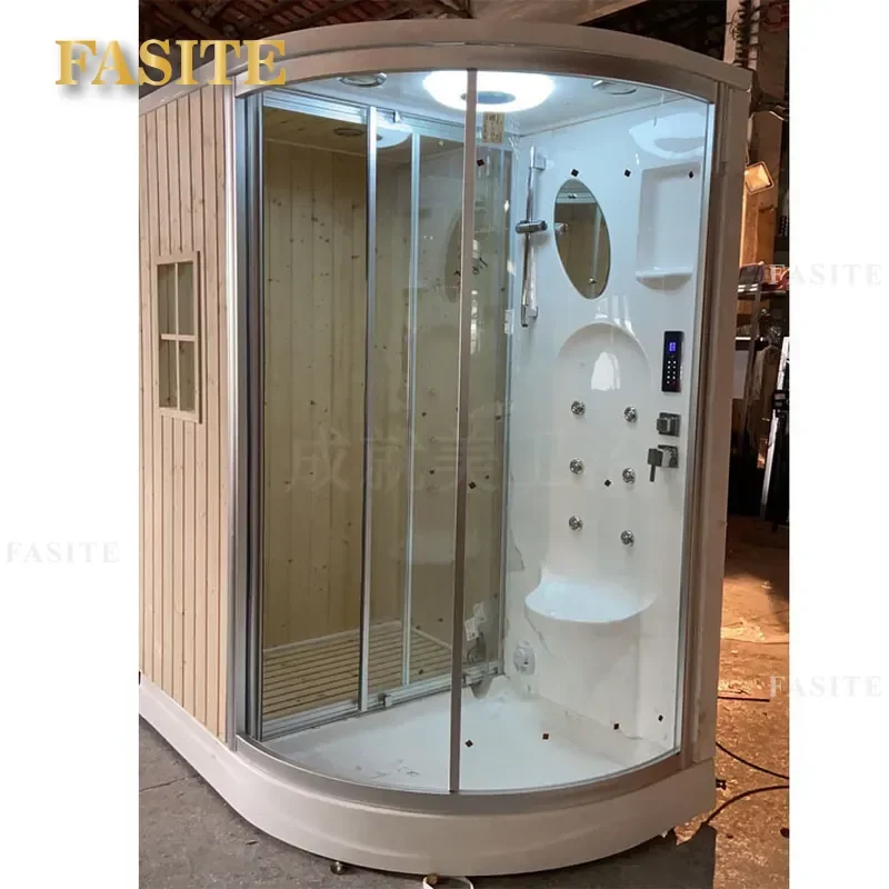 For Home Acrylic Integrated Shower Steam Sauna Room Wet Dry Dual Use Sweat Bath Enclosure Compact Household Spa Bathroom