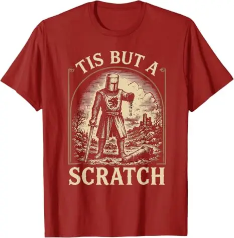 Das ist nur ein Kratzer Lustiges Mittelalterliches Ritter-Grafik-T-Shirt Retro-Krieger Mittelalterliche Rüstung Grafik-Bekleidung Herrenmode Halloween-Geschenk – Detail 5