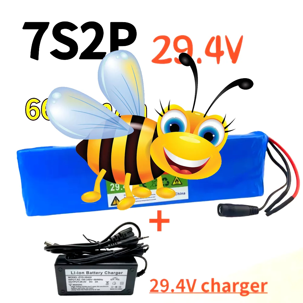 

18650 7S2P li-ion Rechargeable Battery Pack 29.4V 6600mAh Electric Bicycle Moped Balancing Scooter battery with 29.4V Charger