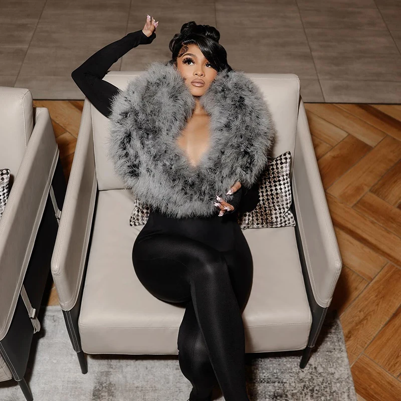 CUTENOVA شيك النساء الملابس الخريف/الشتاء نمط العميق الخامس الرقبة طويلة الأكمام فو الفراء القدمين الجوارب وقفازات الاصبع ثوب بودي كون