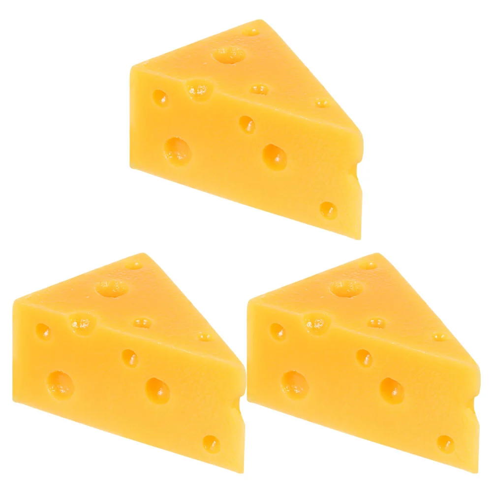 

3 Pcs Decorations Simulation Cheese Model Child Fake Food Resin Artificial Toys