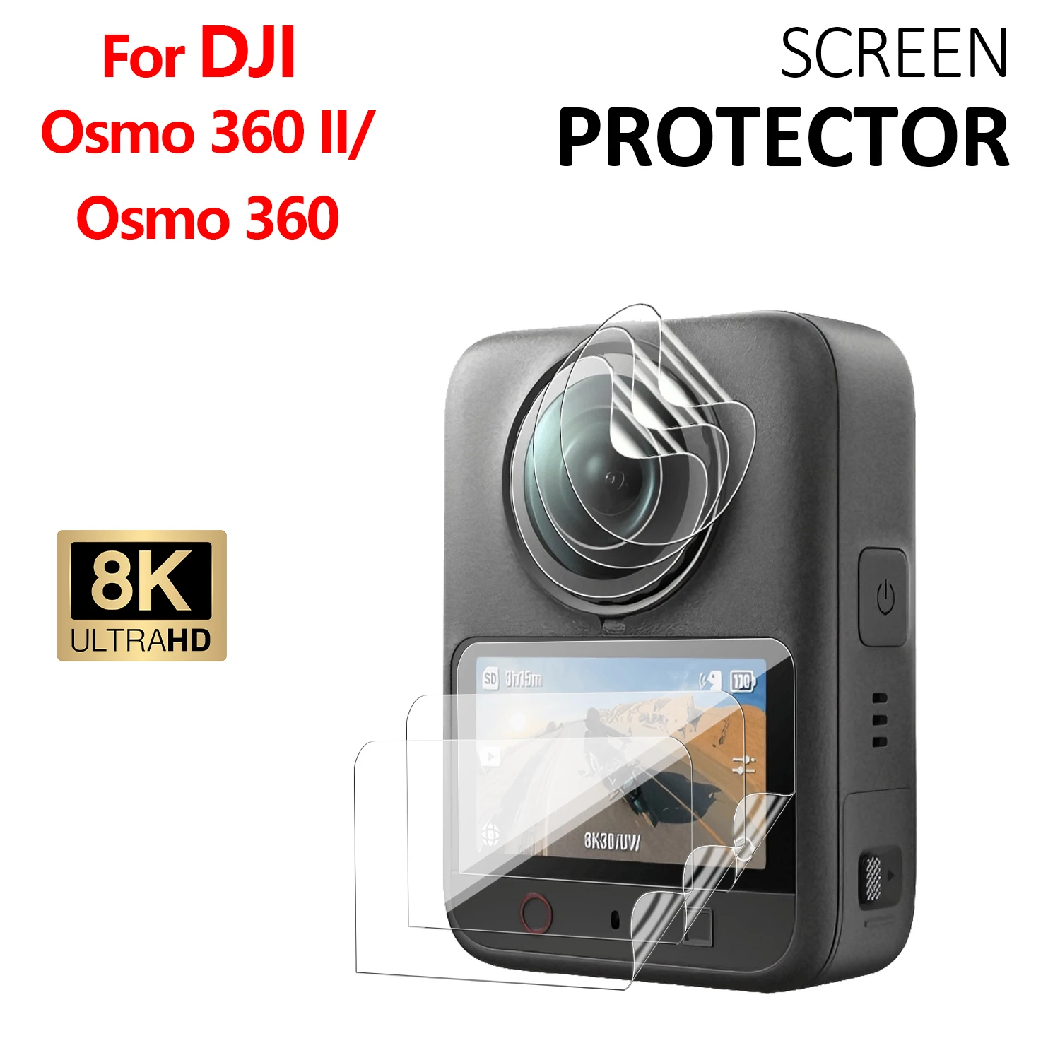 For DJI Osmo 360 360 II HD Flexible TPU Lens Film Tempered Glass Screen Protector Dual Combo Set Action Camera Guard Accessories