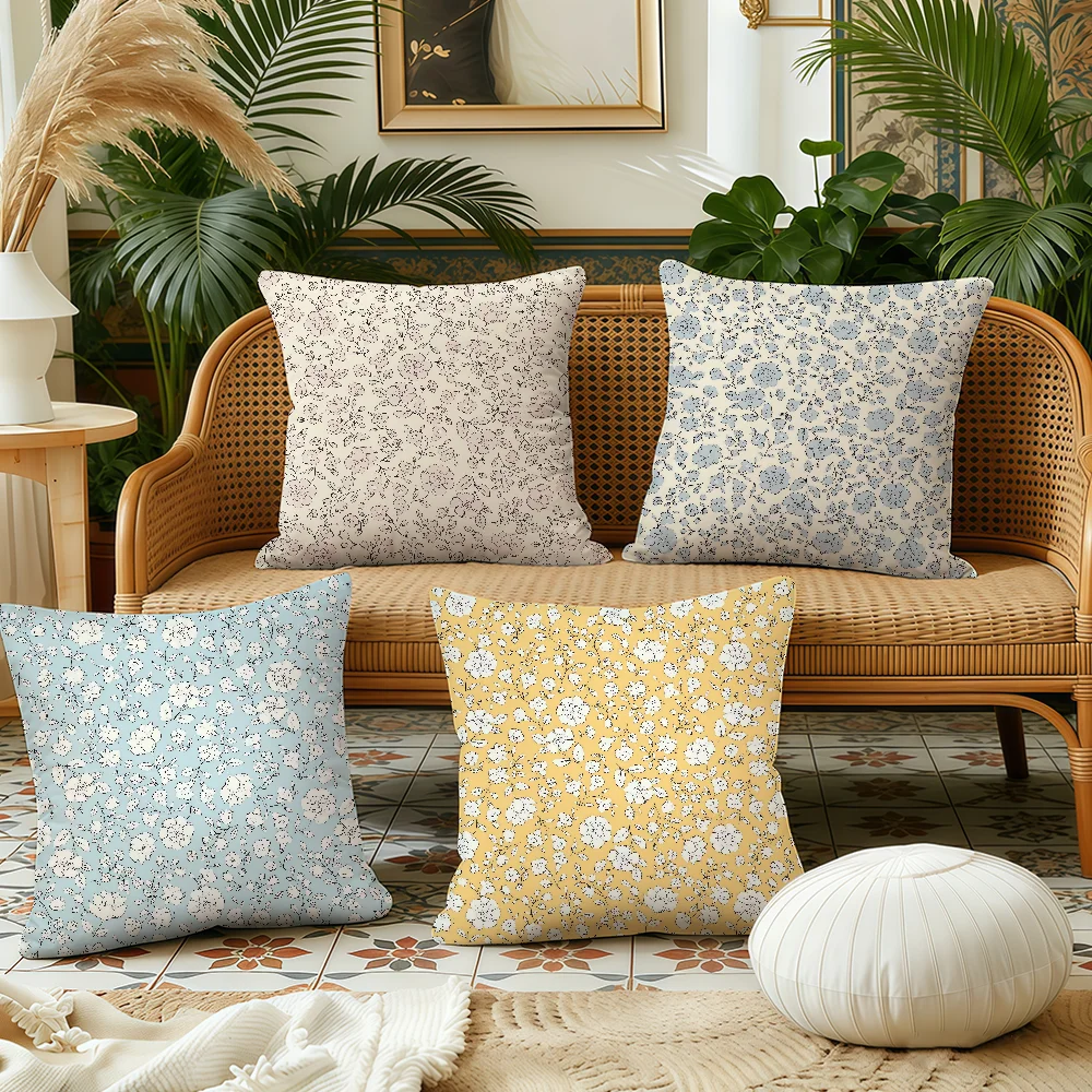 cushion cover cute Plush Fabric Fashion Soft Double Sided Print Yellow Sofa Cushion Cover flower Throw blue Pillow Covers