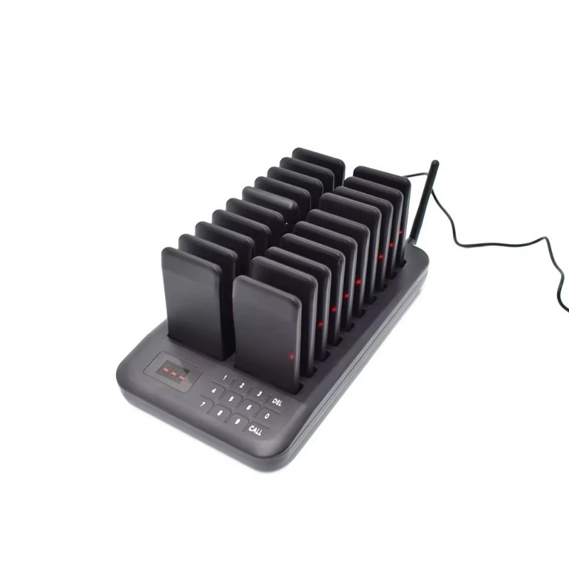 Wireless waiter pager systems in restaurants and hospitals with intelligent voice broadcasting and waterproof call buttons