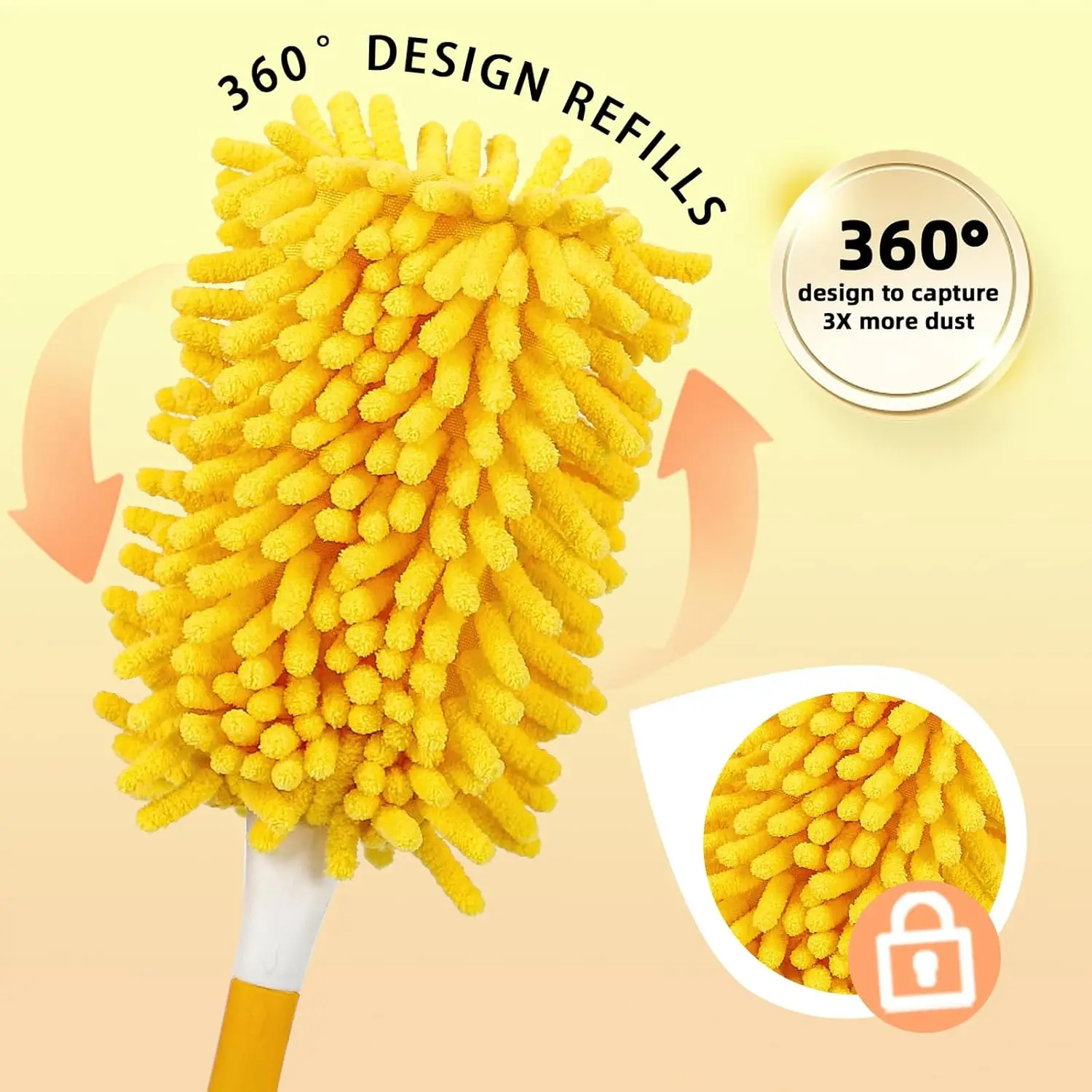 Reusable Duster Refill with Handle for Swiffer Hand Duster 360 Heavy Microfiber Ceiling Fan Duster Pad Home Replacement Cloth